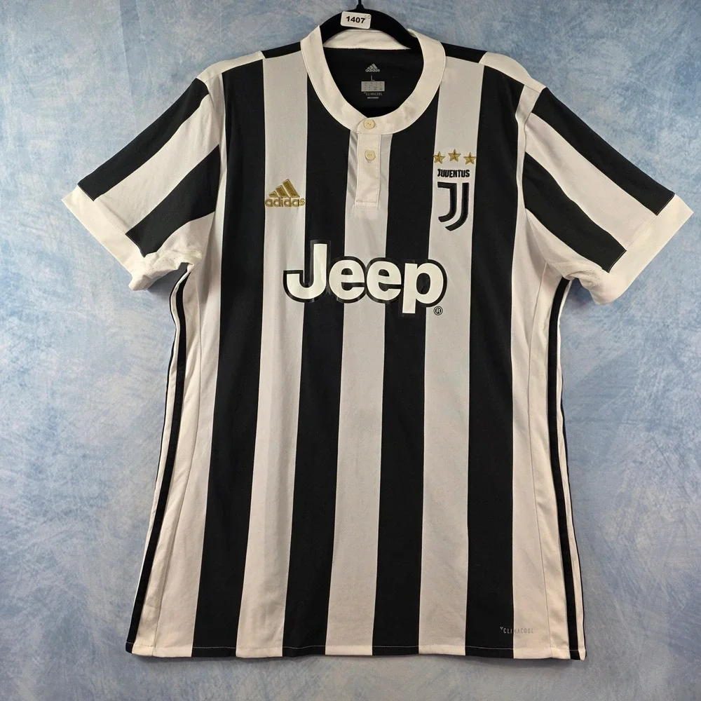 Adidas Juventus 2018-19 Home Jersey Mens Large Black White Striped Jeep Soccer - Picture 1 of 12